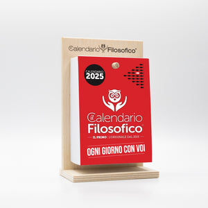 CALENDARIO FILOSOFICO 2025 - A6 PICCOLO 10 x 14 CM - CON SUPPORTO IN LEGNO