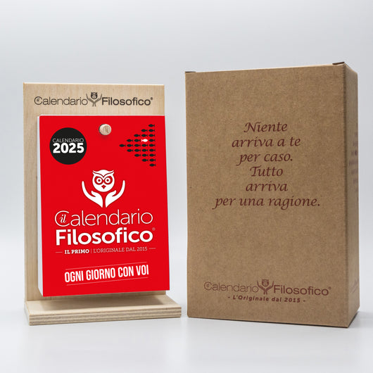 CALENDARIO FILOSOFICO 2025 - A6 PICCOLO 10 x 14 CM - CON SUPPORTO IN LEGNO